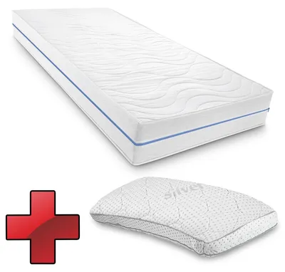 Zdjęcie produktu dla Ergonomiczny materac z zimnej pianki Supportho Premium 80 x 200 cm, wysokość 18 cm, poziom twardości H2/H3 + wiskoelastyczna poduszka komfortowa Supportho 40 x 80 cm