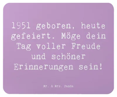 Produktbild von Mr. & Mrs. Panda Mauspad Spruch 1951 Geburtstag - Lavendeltraum - Geschenk, Jubiläum, Geburtstagsgeschenk, Geburtsjahr, Happy Birthday, besonderer Tag, pc mousepad, Alter
