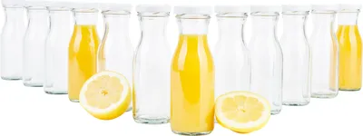 Produktbild von 12er Set Saftflasche 150ml Twist-Off Deckel TO43 weiß Karaffe Vorratsglas Flaschen Aufbewahrung