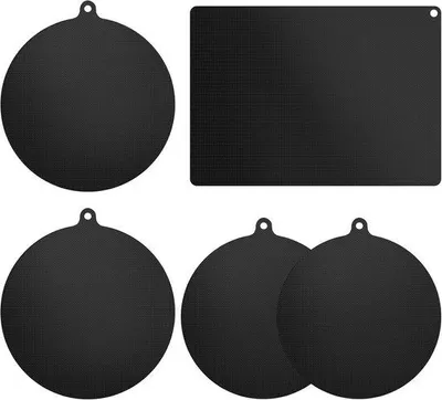 Immagine prodotto di Tappetino in silicone per cottura a induzione, 5 pezzi, Ø 22/24 cm, 35 x 25 cm, rettangolare, nero