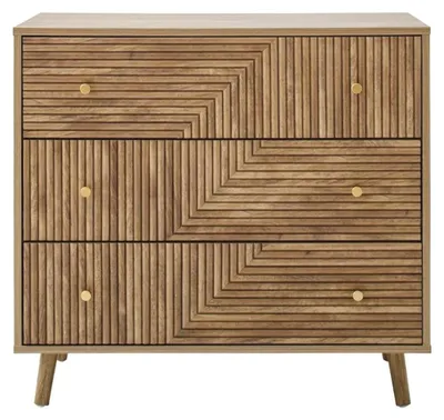 Image de CALICOSY - Commode 3 tiroirs façades lamellées EDEN