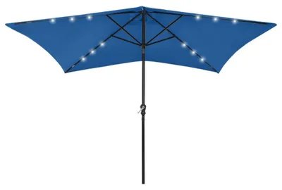 Produktbild von vidaXL Sonnenschirm mit LEDs und Stahl-Mast Azurblau 2x3 m