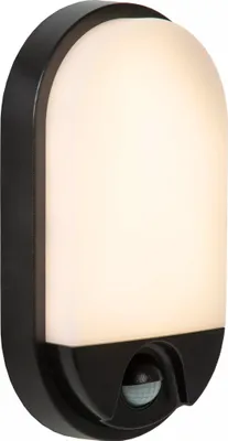 Zdjęcie produktu dla Kinkiet zewnętrzny czarny elipsa z czujnikiem ruchu wbudowany LED 10W HUPS Lucide