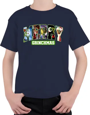 Produktbild von Merry Grinchmas Grinch Weihnachten lustig Geschenk Retro Uni Kinder T-Shirt, Navy, 116