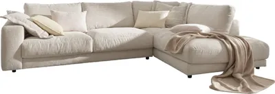 Produktbild von KAWOLA Sofa MADELINE Ecksofa Cord cremeweiß Recamiere rechts