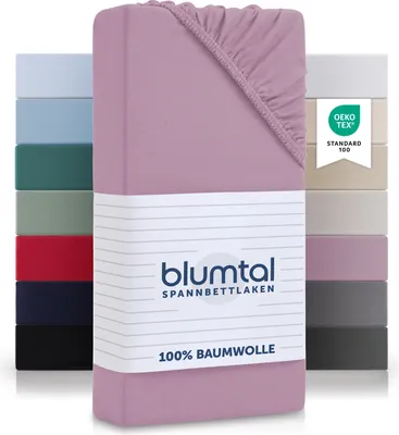 Produktbild von Blumtal Baumwolle Spannbettlaken für Topper 180x200cm Basics Jersey  - Spannbetttuch aus Baumwolle - Dusty Orchid