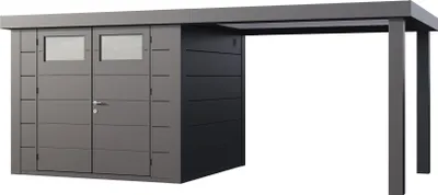Produktbild von Telluria Metallgerätehaus Classico 2724 mit 280 cm Seitendach granitgrau/anthrazit Seitendach 280 cm rechts