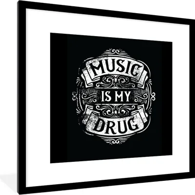 Produktbild von MuchoWow® MuchoWow® Gerahmtes Poster Musik - Retro - Zitat 40x40 cm - Poster mit zchwarzem Bilderrahmen - Poster - Plakat im Rahmen