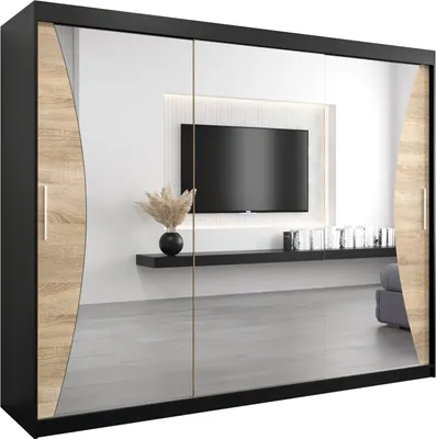 Produktbild von Kleiderschrank, Schiebetürenschrank Schlafzimmer, Schrank mit Spiegel MONACO 250 cm
