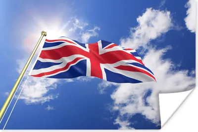 Produktbild von MuchoWow® Poster Die Flagge des Vereinigten Königreichs weht am Himmel 120x80 cm - Bilder