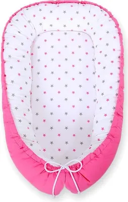 Obrázek produktu pro Dětské hnízdečko - Babynestje - oboustranné a prodyšné - Okotex bavlna - nastavitelné - šedá/růžová