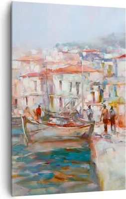Produktbild von Bild auf Leinwand - Leinwandbild - Einteilig - Insel Boote Hafen - 80x120cm - Wand Bild - Wanddeko - Wandbilder - Leinwanddruck - Wanddekoration - Leinwand bilder - Wandbild - PA80x120-4852