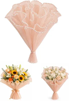 Productafbeelding van Bloemeninpakpapier, 3 rollen, 28 cm x 3,66 m, met parelrand, voor het inpakken van cadeaus