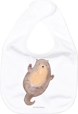 Produktbild von Mr. & Mrs. Panda Lätzchen Otter Umarmen - Weiß - Geschenk, gut Gelaunt, Seeotter See, Kinderlätzchen, Optimistisch, Hallo, Sabberlätzchen, Für Babys, Baumwolle, glücklich