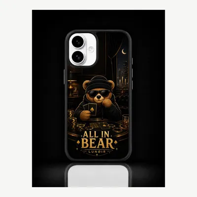 Imagen del producto de Funda para iPhone 16, funda protectora para teléfono móvil con diseño de oso – LUNØIR ©