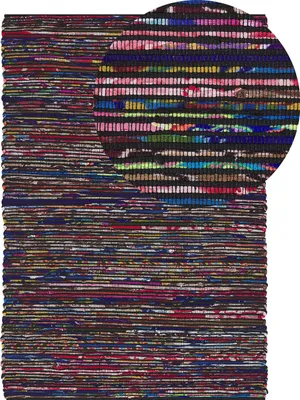 Zdjęcie produktu dla BELIANI Dywan ciemnokolorowy bawełniany 140 x 200 cm ręcznie tkany boho styl do salonu