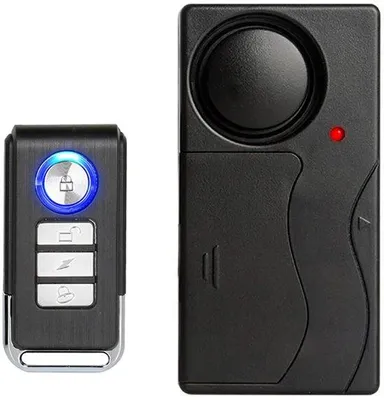 Immagine prodotto di Allarme per biciclette con sensore a vibrazione - 110 dB - Compatto - Wireless - Antifurto - Con telecomando - Per biciclette