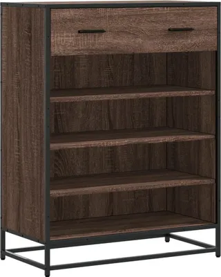 Image de Meuble à chaussures chêne marron bois d'ingénierie et métal