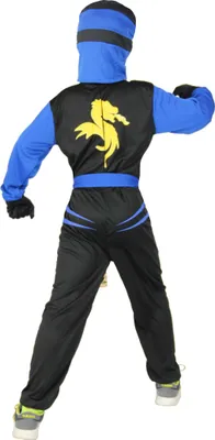A child wearing a ninja costume, shown from the back.