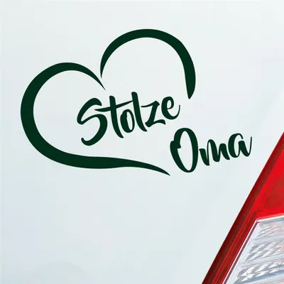 Produktbild von Auto Aufkleber Stolze Oma Liebe Herz Großmutter Enkel 14x10 cm Dunkelgrün Sticker Heckscheibenaufkleber