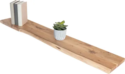 Produktbild von Steckboard mit Baumkante Wandregal Akazie massiv naturfarben lackiert 130 x 20 Amanda
