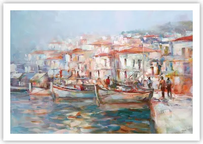 Produktbild von Poster - Poster ohne Rahmen - Insel Boote Hafen - 100x70 cm - Wand Bild - Wanddeko - Wandbilder - Kunstposter - Wandposter - Bilder - Kunstdruck - Wanddekoration - Wandbild - P2XAA100x70-4852