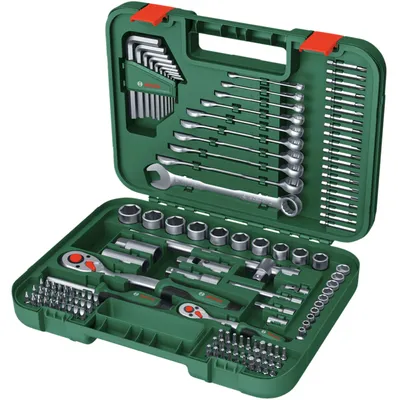 Immagine prodotto di Bosch Advanced 132-piece hand tool set (for tough fastening tasks. wrenches/keys/ratchets/screwdrivers. accessories)