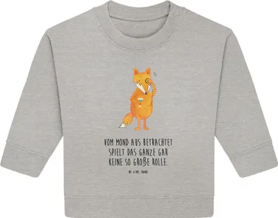 Produktbild von Mr. & Mrs. Panda Organic Baby Pullover Fuchs Lord 12. - 18. Monat - Heather Grey - Geschenk, Spruch Lustig, Schick, Motivation, Neugierig, Bullover, Mond, Cocktail