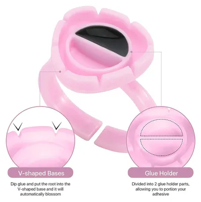 Produktbild von 100 Stück Wimpernkleberhalter, Kleberingbecher für Wimpernverlängerungen, Volumenbecher, Schnellblühende Becher für Wimpernverlängerungen, 2 Anwendungsmethoden