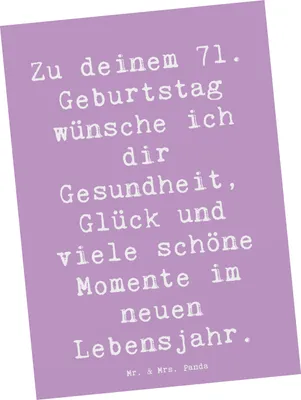 Produktbild von Mr. & Mrs. Panda Postkarte Spruch 71. Geburtstag - Lavendeltraum - Geschenk, Grußkarte, Geschenke, besondere Anlässe, Ansichtskarten, bildkarte, Postkarten, Alter, Freude