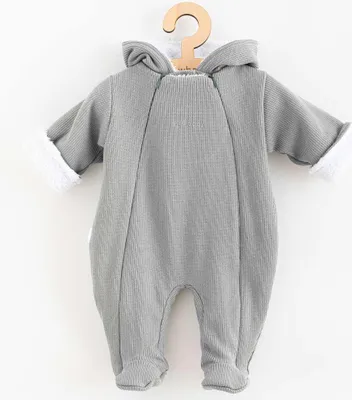Zdjęcie produktu dla Kombinezon dziecięcy New Baby Frosty szary z kapturem, rozmiar 62 (3-6m)
