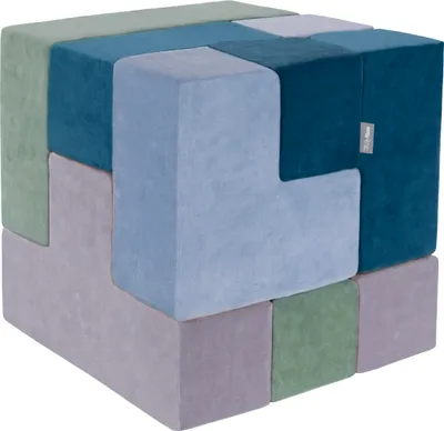 Obrázek produktu pro KiddyMoon Pěnové kostky pro děti Měkké velurové bloky Pěnové hračky Montessori hračky s pěnou, vyrobeno v EU, 9 kusů, Lagoon Turquoise Forest Green Ice Blue Mountain Grey