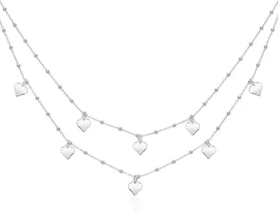 Produktbild von Silberne Layerkette mit Herzchen SN0533