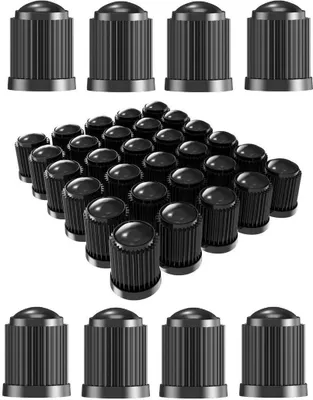 Image de lot de 50 bouchons de valve de pneu en plastique Jeu de 50 bouchons anti-poussière pour voiture, moto & vélo Bouchon de valve de voiture pour pneus de voiture Couleur : noir Bouchons de valve de vélo Bouchons de protection de valve