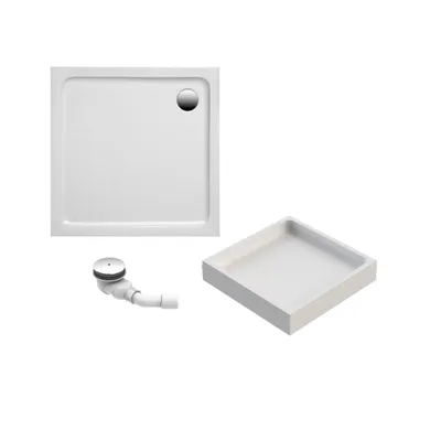 Produktbild von Schulte Duschwanne Adria 100x100 cm, Sanitäracryl Weiß, Set mit Hartschaum-Wannenträger + Ab- und Überlauf, Höhe 14 cm