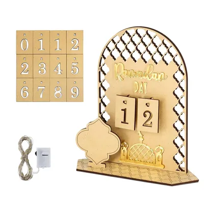 Produktbild von Ramadan-Countdown-Kalender,LED-beleuchtetes ,30-Tage DIY Dekoration,perfekt für Eid, Wohnzimmer,Tischaufsteller und islamische Feierlichkeiten