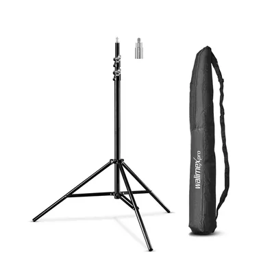 Produktbild von Walimex pro Lichtstativ WT-806 bis 256 cm Höhe, Blitzstativ mit Federdämpfung inkl. 3/8" Adapter & Tasche, Lampenstativ bis 6 kg, Studiostativ für Ringlicht, Reflektor, Blitz & Video