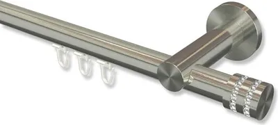 Produktbild von Interdeco Innenlaufstange, Gardinenstange mit Innenlauf Edelstahl-Optik Modell Platon Estana, 20 mm Ø 1-läufig, 120 cm