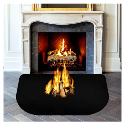 Produktbild von Feuerfeste Kaminmatte, 106 x 61 cm, Unterlage für Kaminofen, Funkenschutzplatte, Schutzmatte für Holzofen, Schwarz
