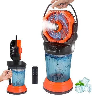 Obrázok produktu pre Prenosný ventilátor s rozprašovaním vody, diaľkové ovládanie, oranžová farba