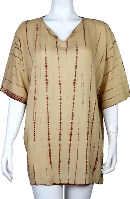 Produktbild von Baumwollhemd kurzarm braun-beige Oberhemd Shirt Batik