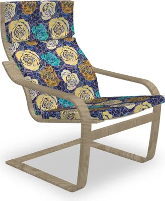 Produktbild von ABAKUHAUS Abstrakt Poäng Sessel Polster, Blumengekritzel-Muster, Sitzkissen mit Stuhlkissen mit Hakenschlaufe und Reißverschluss, Mehrfarbig