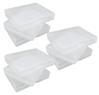 9 transparente Kunststoffboxen mit Scharnierdeckel, 9,2x6,7x1,5 cm