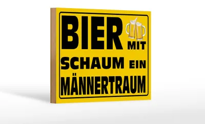 Produktbild von Holzschild Spruch 18x12 cm Bier mit Schaum ein Männertraum