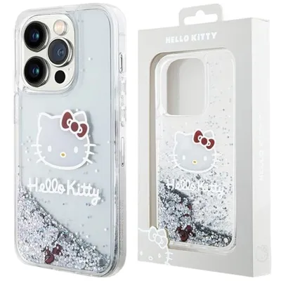 Produktbild von Hello Kitty Liquid Glitter Charms Kitty Head - iPhone 15 Pro Hülle (Silber)
