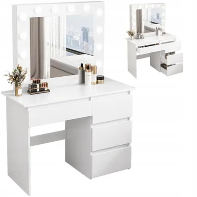 Zdjęcie produktu dla Toaletka Do Makijażu Wizażu Kosmetyczna Z Lustrem Led Nowoczesna Loft 90 Cm