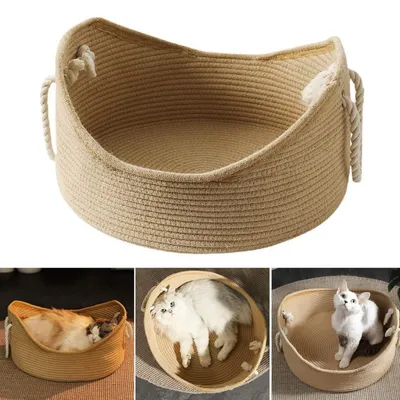 Immagine prodotto di Cuccia per gatti, realizzata a mano con vimini, ideale per interni, confortevole e accogliente