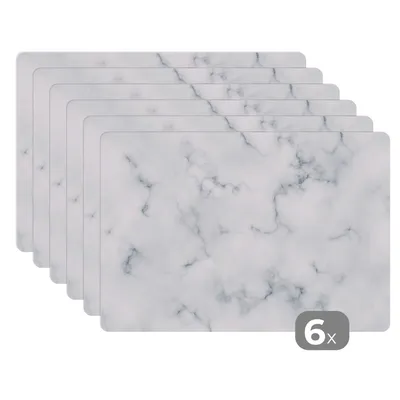 Obrázok produktu pre MuchoWow® Podložky Sada 6 podložiek Umývateľné podložky 30x45x0.3cm Mramor - elegantný - biely - čierny Podložka pod stôl Nekĺzavá a odolná voči teplu
