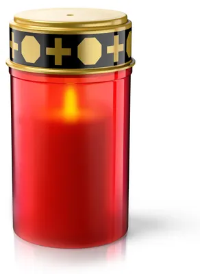 Image de Bougie LED pour cimetière, alimentée par batterie, avec effet de flamme vacillante et lumière blanc chaud (3000 K), durée de fonctionnement d'environ 4 mois par jeu de piles, résistante aux intempéries, éclairage pour tombe, 1 pièce, rouge
