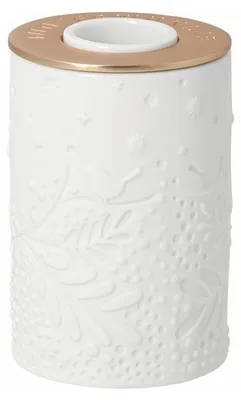 Produktbild von räder Design Winterwunder Kerzenhalter aus Porzellan/Messing, kupferfarben, Vogel-Zweig-Relief